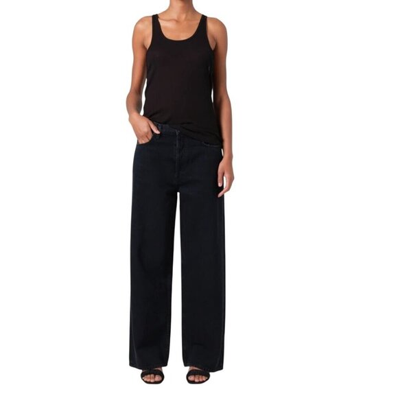 Agolde Low Slung Baggy Black Jeans Wide Leg Relaxed Fit Sustainable Size 28 - Picture 1 of 9